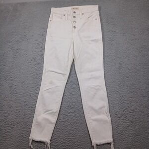Madewell Jeans Womens 27 White 10"‎ High-Rise Skinny Crop Button Fly Raw Hem